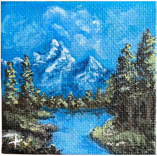 Micro Bob Ross Painting